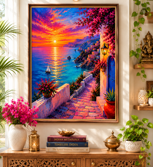Luminous Turquoise Landscape Painting