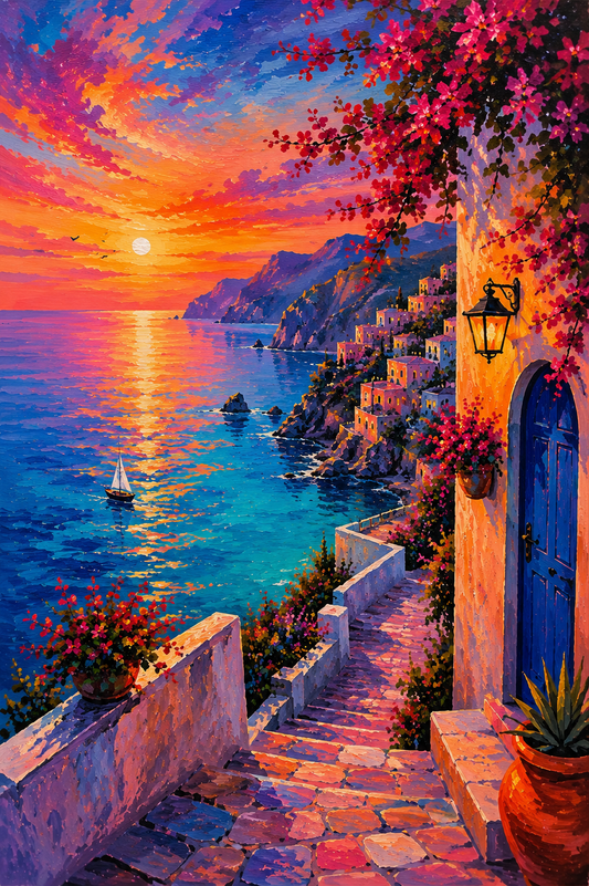 Luminous Turquoise Landscape Painting