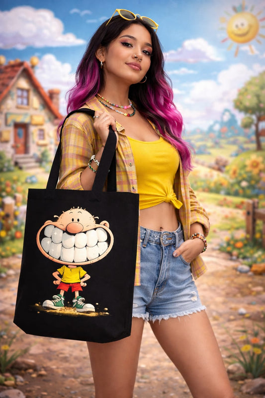 Cotton Canvas funny boy printed tote bag