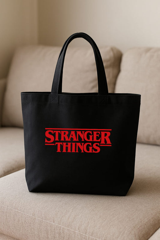 Cotton canvas Stranger Things printed tote bag