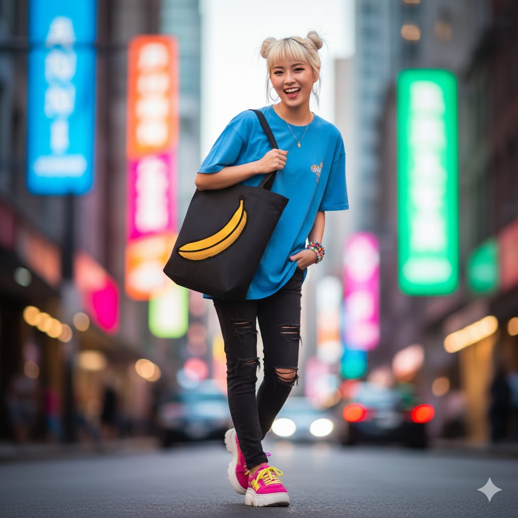 Minimalist Banana Cotton Canvas Tote Bag