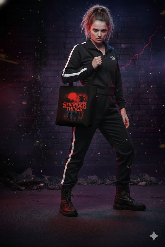 Cotton canvas Stranger Things printed tote bag